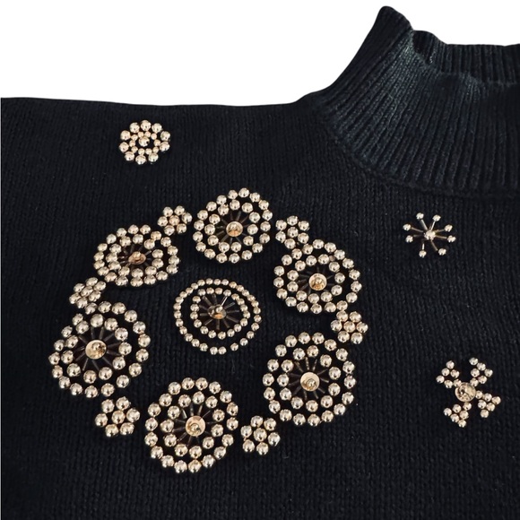 Vintage Victoria Jones Black Beaded Sweater, size Large - Picture 12 of 13